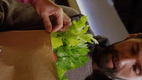 Analyzing grocery shopping data animation over couple examining fresh produce in store. analysis, consumer, technology, retail, market, analytics - Powered by Shutterstock - Get 15% off with code: PIKWIZARD15