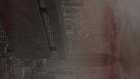 Displaying animation of bar chart over cityscape with cloudy sky. Data, analytics, statistics, finance, technology, urban - Powered by Shutterstock - Get 15% off with code: PIKWIZARD15