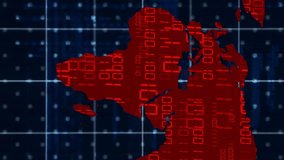 Animation of world map with virus warnings over digital binary code background. Global, pandemic, alert, cybersecurity, data, network - Powered by Shutterstock - Get 15% off with code: PIKWIZARD15