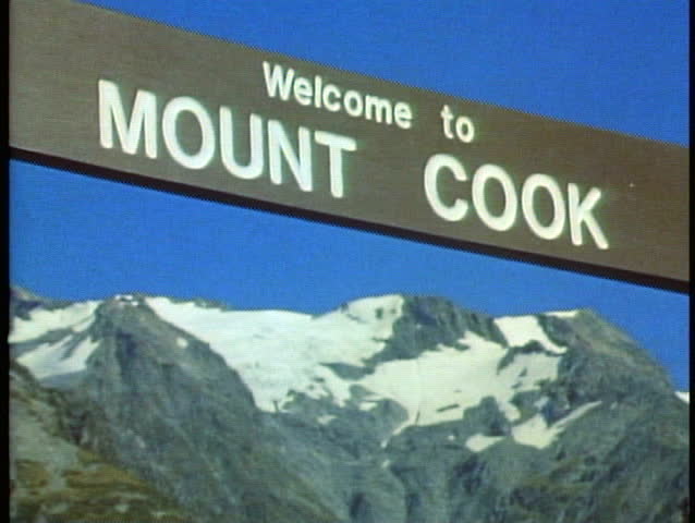 Mount Cook, New Zealand sign, close up