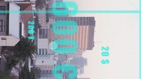 Animation of statistical data processing over grid network against aerial view of cityscape. Computer interface and business data technology concept - Powered by Shutterstock - Get 15% off with code: PIKWIZARD15