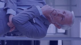 Animation of financial data processing over caucasian businessman in office. Global business, finances and digital interface concept digitally generated video. - Powered by Shutterstock - Get 15% off with code: PIKWIZARD15