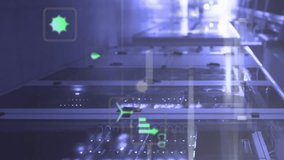 Animation of eco icons and digital data processing over computer servers. Global connections, computing and data processing concept digitally generated video. - Powered by Shutterstock - Get 15% off with code: PIKWIZARD15