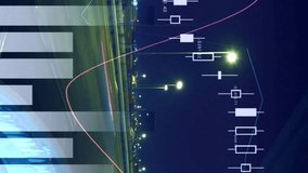 Social media engagement and analytics animation over cityscape at night. Technology, digital, data, futuristic, urban, connection - Powered by Shutterstock - Get 15% off with code: PIKWIZARD15