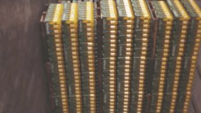 Talking on phone, woman in warehouse with data processing animation over scene. Logistics, technology, communication, inventory, supply chain, businesswoman - Powered by Shutterstock - Get 15% off with code: PIKWIZARD15