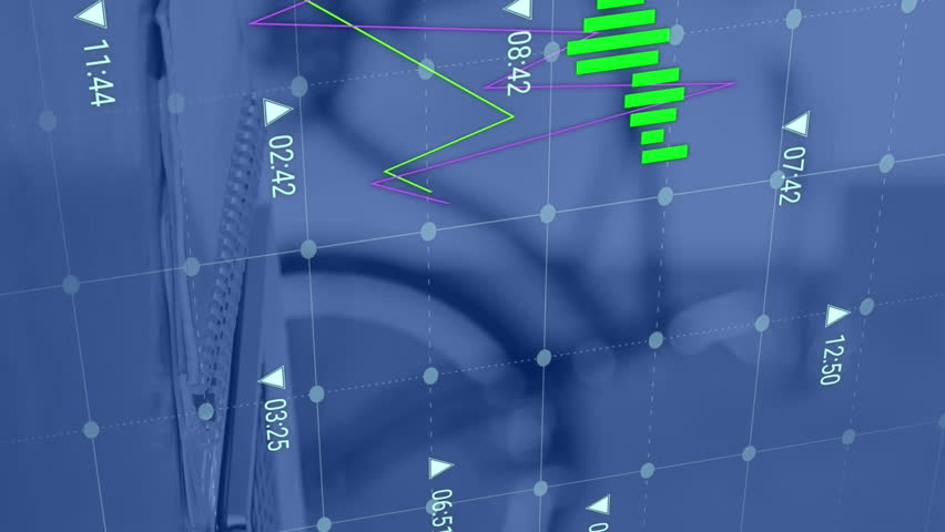 Animation of statistical data processing against laptop on office desk. Computer interface and business data technology concept - Powered by Shutterstock - Get 15% off with code: PIKWIZARD15