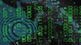 Animation of green binary data processing over global network on dark background. Connection, data, processing, digital interface and global communication, digitally generated video. - Powered by Shutterstock - Get 15% off with code: PIKWIZARD15