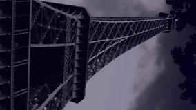 Digital data processing animation overlaying sky with Eiffel Tower in view. Technology, futuristic, innovation, connectivity, cityscape, architecture - Powered by Shutterstock - Get 15% off with code: PIKWIZARD15