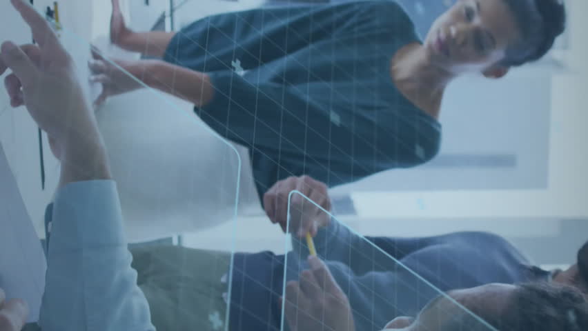 Collaborating with digital interface overlay, business team analyzing data in office. Teamwork, collaboration, technology, data analysis, strategy, meeting - Powered by Shutterstock - Get 15% off with code: PIKWIZARD15