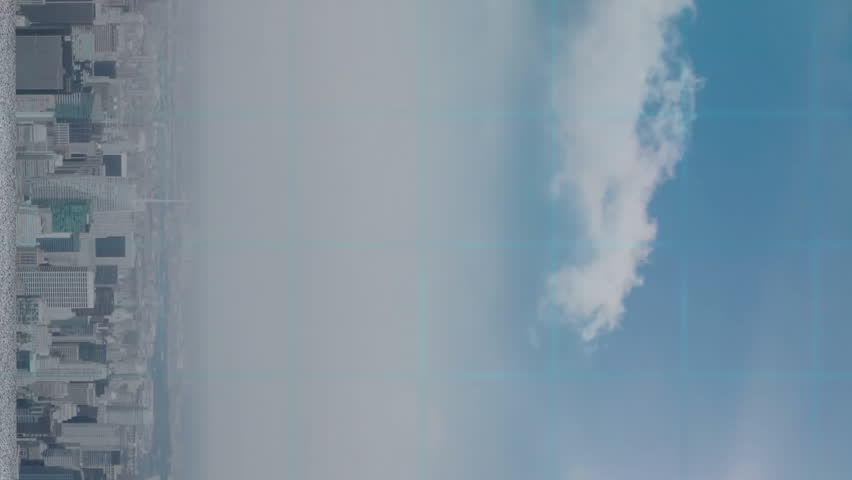 Digital data processing animation over cityscape with cloudy sky background. Technology, urban, connectivity, innovation, futuristic, network - Powered by Shutterstock - Get 15% off with code: PIKWIZARD15