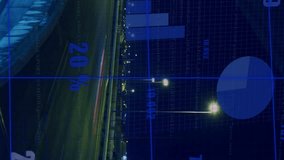 Animation of highway traffic at night with data visualization overlay of charts. transportation, analysis, futuristic - Powered by Shutterstock - Get 15% off with code: PIKWIZARD15