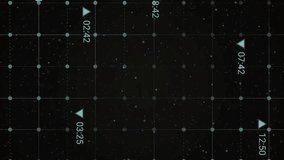 Glowing stars and icons in grid with time codes in space-themed animation. celestial, cosmic, futuristic, digital, technology, motion - Powered by Shutterstock - Get 15% off with code: PIKWIZARD15