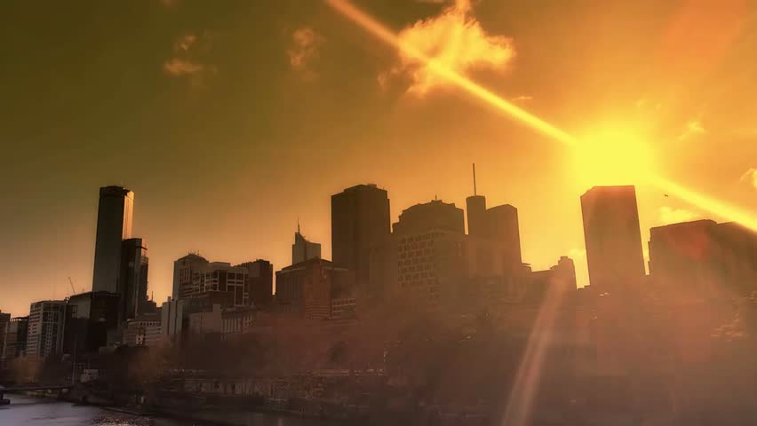 Scenic view of Melbourne city skyline along the Yarra River in Victoria, Australia. Urban landscape with modern buildings and waterfront reflections.

