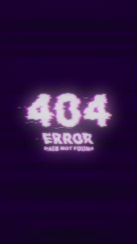 404 error message, ideal for website design to convey error pages in a visually appealing way vertical glitch effect video. System failure 404 error animation.