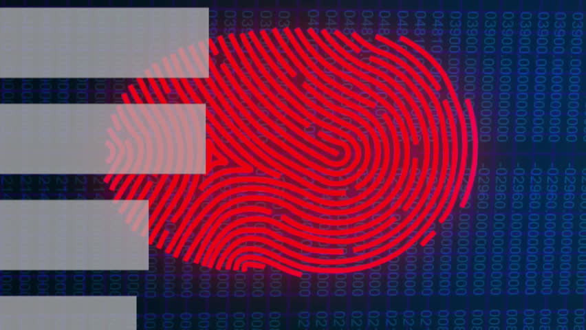 Fingerprint scanning over digital bar graph with binary code in background animation. Biometrics, cybersecurity, technology, authentication, data, encryption - Powered by Shutterstock - Get 15% off with code: PIKWIZARD15