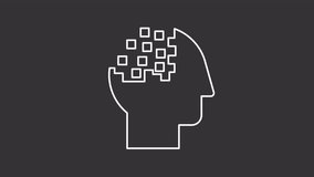 Amnesia white line animation. Memory disease animated icon. Moving cubes, disappearing. Brain disorder. Dementia, neurology. Isolated element on dark background. Alpha transparent video - Powered by Shutterstock - Get 15% off with code: PIKWIZARD15