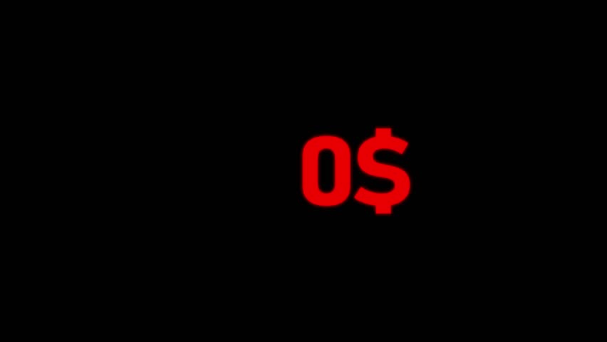 Animated Money Number Counter from 0 to 300 Dollars ,Number, count, dollar counting, business, profit, count Dollars and digits increasing Counting