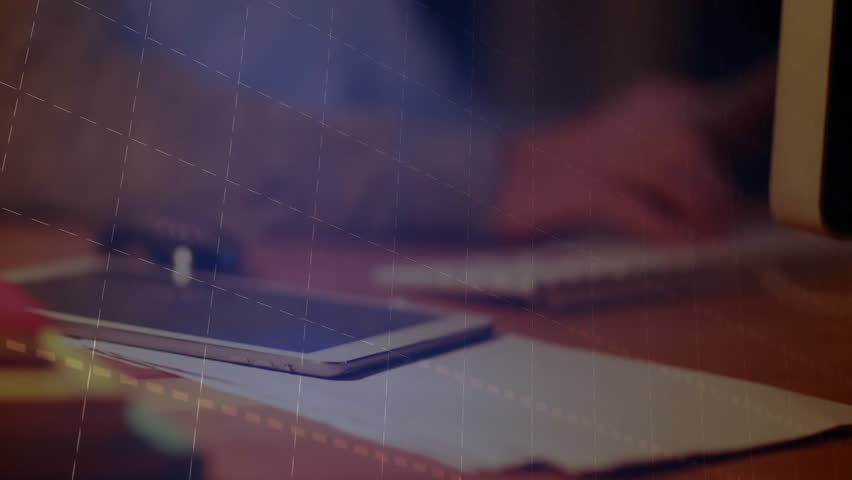 Analyst typing on keyboard starting chart overlay while analyzing market data on tablet and monitor. Technology, data analysis, finance, business, digital, professional, workspace - Powered by Shutterstock - Get 15% off with code: PIKWIZARD15