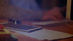 Analyst typing on keyboard starting chart overlay while analyzing market data on tablet and monitor. Technology, data analysis, finance, business, digital, professional, workspace - Powered by Shutterstock - Get 15% off with code: PIKWIZARD15