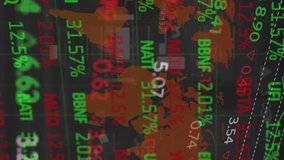 Animation of financial stock interface over world map and data processing. Global business finances connections and digital interface concept digitally generated video. - Powered by Shutterstock - Get 15% off with code: PIKWIZARD15