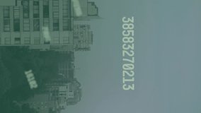 Animation of financial data processing over map of world and cityscape. Global business, finances, computing and data processing concept digitally generated video. - Powered by Shutterstock - Get 15% off with code: PIKWIZARD15