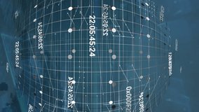 Animation of network of connections, light trails and spinning globe against landscape with sea. Global networking and business technology concept - Powered by Shutterstock - Get 15% off with code: PIKWIZARD15