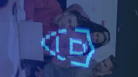 Animation of security padlock and data processing over diverse business people in office. Global cyber security, business, finances, computing and data processing concept digitally generated video. - Powered by Shutterstock - Get 15% off with code: PIKWIZARD15