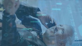 Animation of data processing over caucasian man using smartphone. Global connections, computing, digital interface and data processing concept digitally generated video. - Powered by Shutterstock - Get 15% off with code: PIKWIZARD15