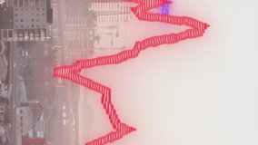 Animation of arrows and graphs over modern cityscape against sky. Digital composite, multiple exposure, report, business, growth, direction, buildings and architecture concept. - Powered by Shutterstock - Get 15% off with code: PIKWIZARD15