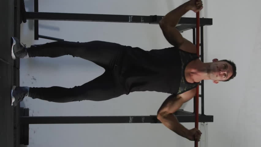 Animation of data processing and diagrams over caucasian man lifting weight bar at gym. Global sport and digital interface concept digitally generated video. - Powered by Shutterstock - Get 15% off with code: PIKWIZARD15