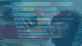 Businesswoman holding smartphone and documents, financial data processing animation over office. finance, technology, corporate, professional, analysis, executive - Powered by Shutterstock - Get 15% off with code: PIKWIZARD15