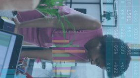 Financial data and charts animation over diverse business team in office. Finance, teamwork, corporate, strategy, technology, analysis - Powered by Shutterstock - Get 15% off with code: PIKWIZARD15