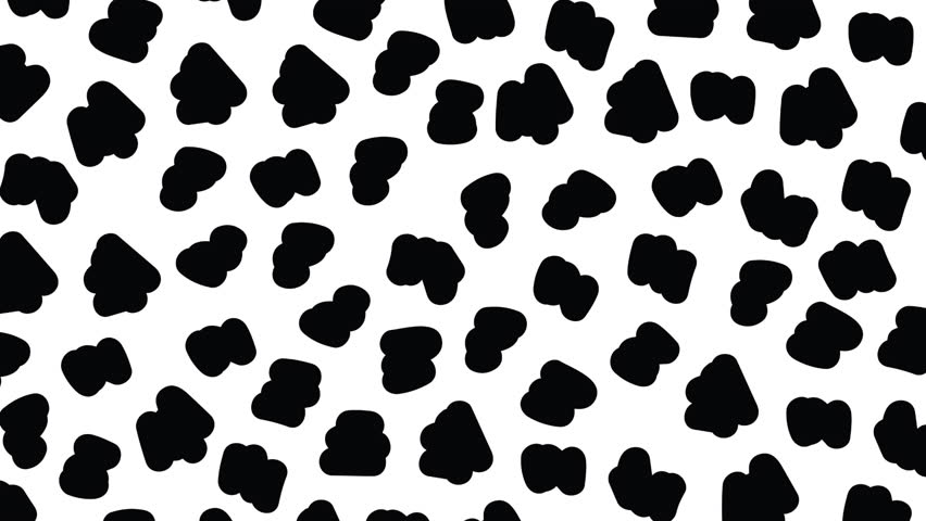 Animation of black spots on white backgroud. fashion and accessories background pattern concept digital animation.