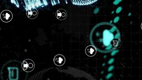 Animation of digital lightbulb and media icons over globe and data processing. Global technology and digital interface concept, digitally generated video. - Powered by Shutterstock - Get 15% off with code: PIKWIZARD15