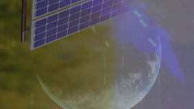 Animation of financial data processing over globe and solar panel. global business, finances and digital interface concept digitally generated video. - Powered by Shutterstock - Get 15% off with code: PIKWIZARD15