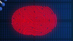 Animation of dna, fingerprint scanning and data processing on navy background. global internet security, data processing, connections and digital interface concept digitally generated video. - Powered by Shutterstock - Get 15% off with code: PIKWIZARD15