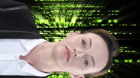 Animation of moving clock and caucasian businesswoman over data processing on black background. global business, technology and digital interface concept digitally generated video. - Powered by Shutterstock - Get 15% off with code: PIKWIZARD15