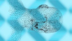 Animation of human head formed with binary coding spinning over patterned blue background. science and research concept digitally generated video. - Powered by Shutterstock - Get 15% off with code: PIKWIZARD15