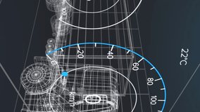 Animation of 3d car model and grid over dark background. Global connections and data processing concept digital generated video. - Powered by Shutterstock - Get 15% off with code: PIKWIZARD15