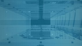 Digital interface with data processing against moving over delivery box on blue background. Global data processing digital interface and connections concept digitally generated video. - Powered by Shutterstock - Get 15% off with code: PIKWIZARD15