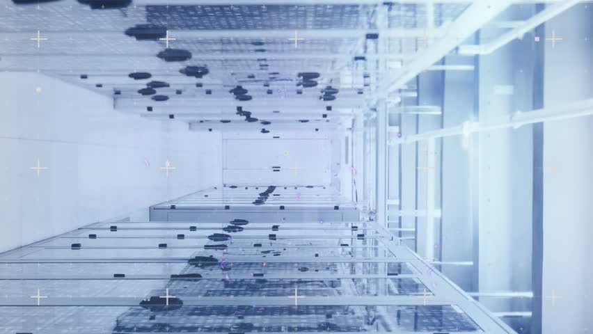 Animation of glitch effect over bar graph icon against computer server room. Business data storage technology concept - Powered by Shutterstock - Get 15% off with code: PIKWIZARD15