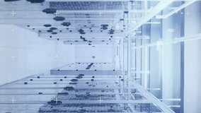 Animation of glitch effect over bar graph icon against computer server room. Business data storage technology concept - Powered by Shutterstock - Get 15% off with code: PIKWIZARD15