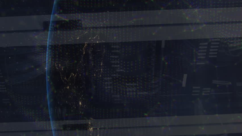 Animation of phone, laptop, computer icon in flowchart, globe, connected dots over data server racks. Digital composite, telecommunication, globalization, networking, wireless technology. - Powered by Shutterstock - Get 15% off with code: PIKWIZARD15