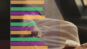 Animation of financial data processing over caucasian businesswoman using smartphone. Global finance, business, connections, computing and data processing concept digitally generated video. - Powered by Shutterstock - Get 15% off with code: PIKWIZARD15