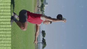 Animation of data processing and diagrams over caucasian man lifting dumbbell. Technology, sport and digital interface concept digitally generated video. - Powered by Shutterstock - Get 15% off with code: PIKWIZARD15