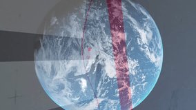 Rotating Earth with red arrow and bar chart animation showing global data trends. analytics, infographic, visualization - Powered by Shutterstock - Get 15% off with code: PIKWIZARD15