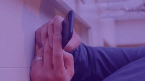 Holding smartphone, businessperson with data processing animation over world map. Technology, digital, analytics, global, innovation - Powered by Shutterstock - Get 15% off with code: PIKWIZARD15