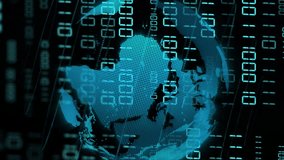 Animation of binary coding data processing over globe. Global artificial intelligence, connections, computing and data processing concept digitally generated video. - Powered by Shutterstock - Get 15% off with code: PIKWIZARD15