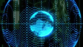 Social network icons animation over digital globe and data visualization. Technology, social media, connectivity, networking, hologram, cyberspace - Powered by Shutterstock - Get 15% off with code: PIKWIZARD15