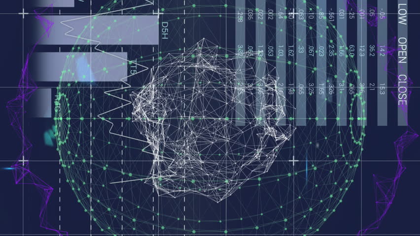 Animation of digital globe with data charts illustrating global analytics processing. technology, futuristic, visualization, network, information, cyber - Powered by Shutterstock - Get 15% off with code: PIKWIZARD15